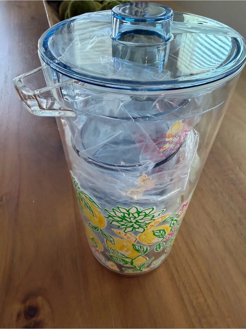 Lilly Pulitzer Blue and Yellow Floral Acrylic Pitcher with Tumblers